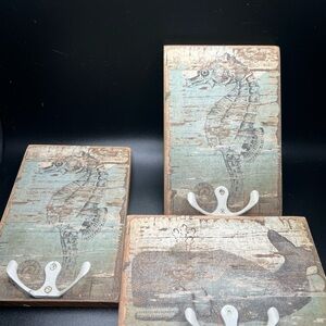 Rustic Seahorse and Whale Wall Hooks